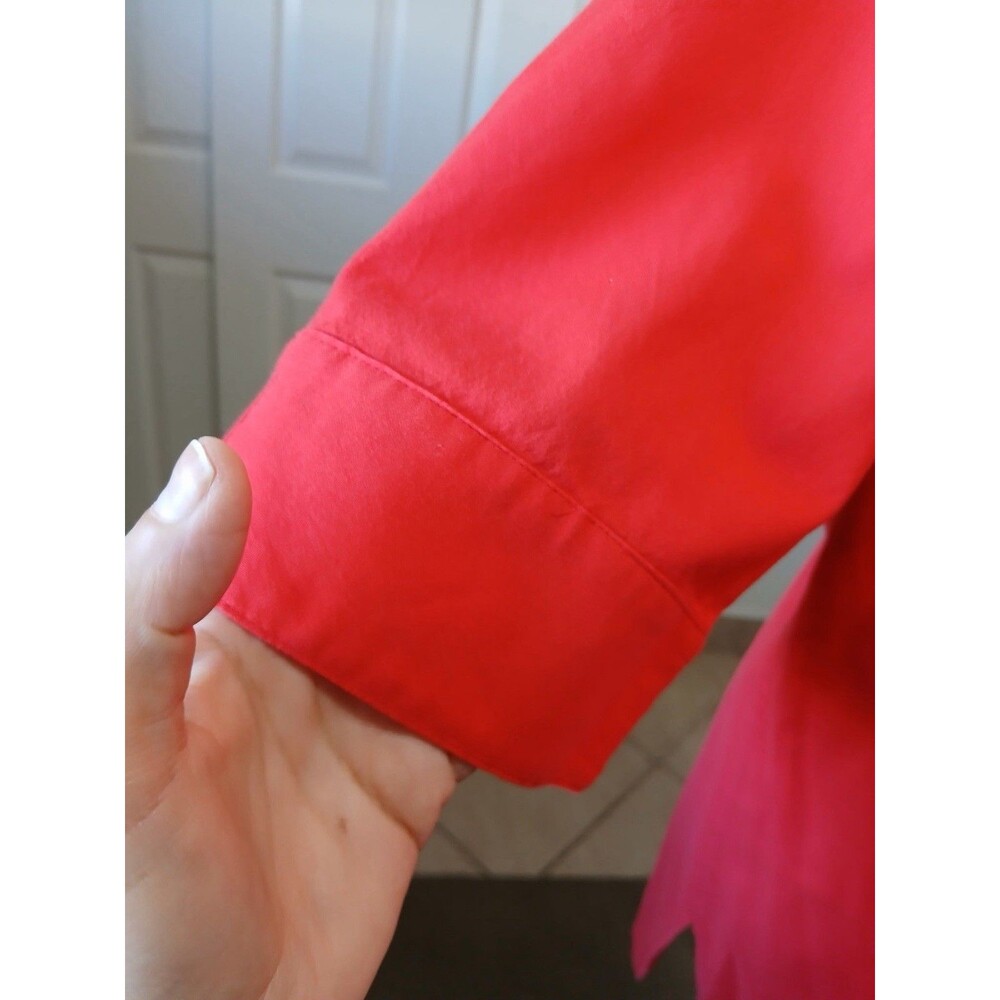 Chico’s‎ Red Lace Up Back Button Front Blouse Short Sleeve Tunic Size 2 Large - Picture 6 of 15